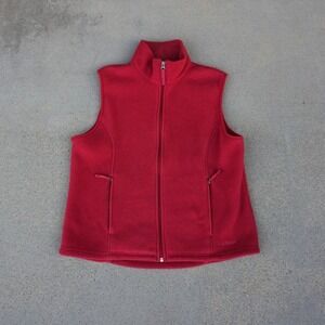 L.L. Bean Fleece Vest Women's Large Pink/Red Sleeveless‎ Pockets Outdoor